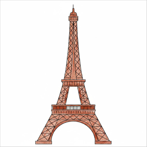 How to draw the Eiffel Tower easily for kids using basic step-by-step sketching instructions.