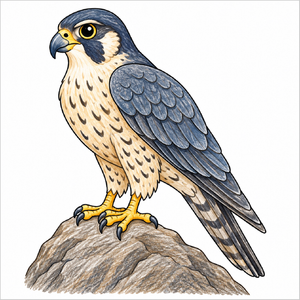 Step-by-step falcon drawing tutorial for kids showing how to draw a falcon with simple shapes and easy lines.