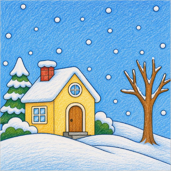 How to Draw Falling Snow – Easy Winter Scene Drawing for Kids
