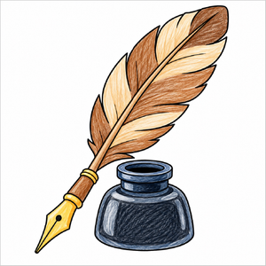 Easy feather pen drawing for children