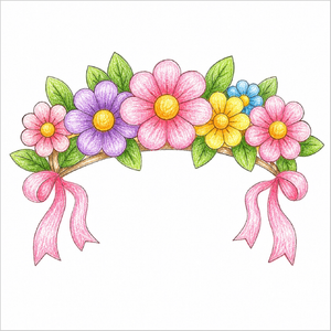 Easy flower crown drawing