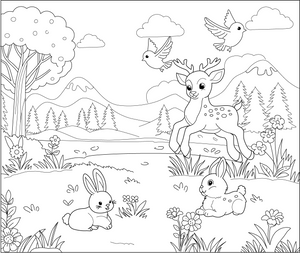 Forest Landscape Coloring Page – fun and educational printable for children