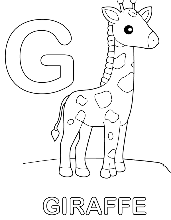 G for Giraffee coloring page – fun and educational printable for children