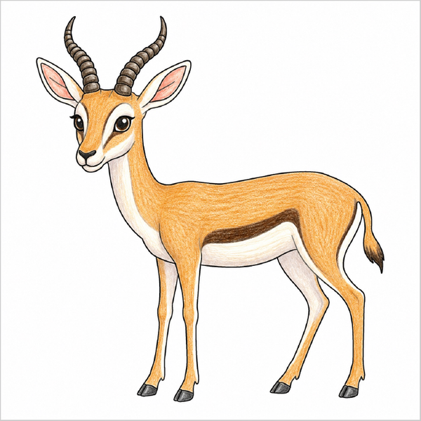 Easy gazelle drawing for children