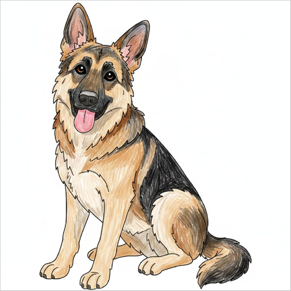 How to Draw a German Shepherd – Easy Step-by-Step Dog Drawing for Kids
