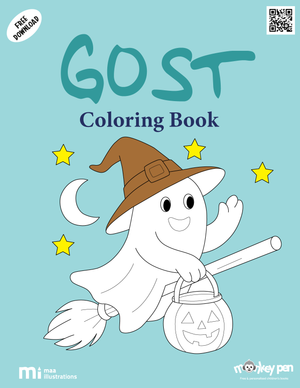 Ghost Coloring Book for kids featuring friendly ghosts, pumpkins, and moonlit night scenes, suitable for Halloween celebrations.
