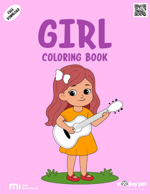 Child-friendly girl colouring page – cheerful character engaging in activities, ideal for creative and social learning.