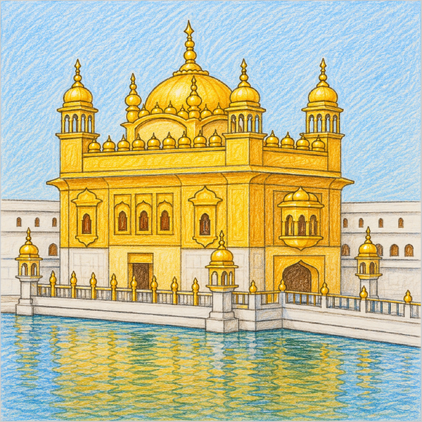 How to Draw the Golden Temple – Easy Step-by-Step Landmark Drawing for Kids