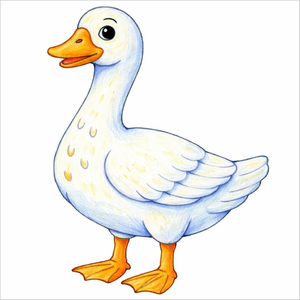 How to draw a goose step by step, easy farm bird drawing tutorial for kids and beginners with simple sketch