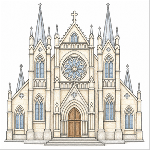 Step-by-step Gothic architecture drawing tutorial for kids showing how to draw Gothic-style buildings with simple shapes and easy lines.
