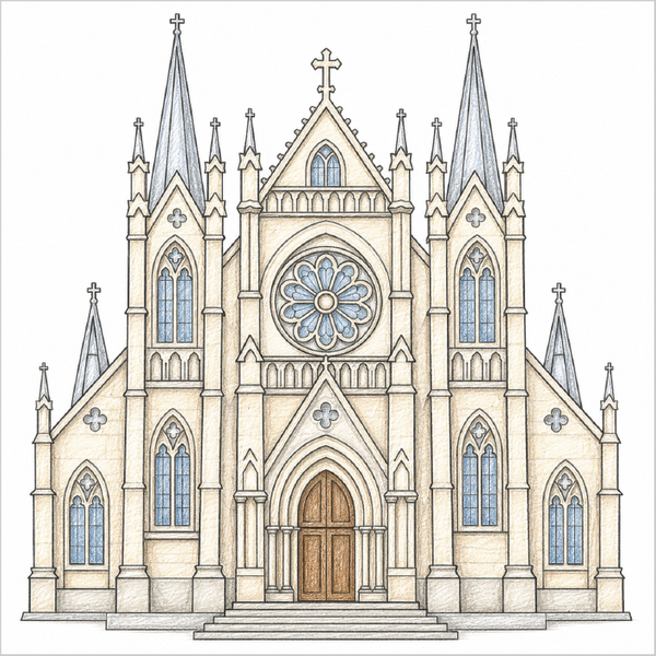 How to Draw Gothic Architecture – Easy Step-by-Step Building Drawing for Kids