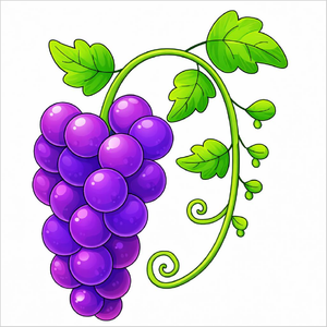How to draw grapes step by step for kids, easy cute grape cluster drawing tutorial, simple fruit sketch guide for beginners