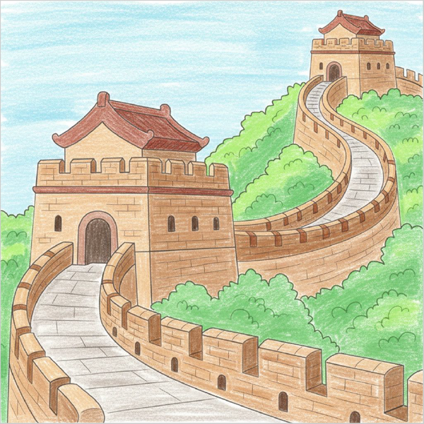 How to Draw the Great Wall of China – Step-by-Step Landmark Drawing for Kids