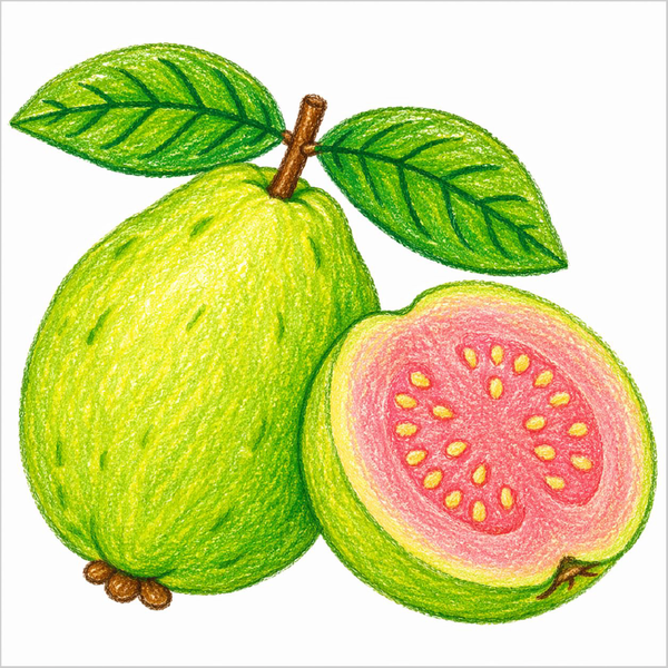 How to Draw a Guava Fruit – Easy Tropical Fruit Drawing for Kids