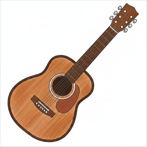 How to draw a guitar easily for kids using basic shapes and structured drawing steps.