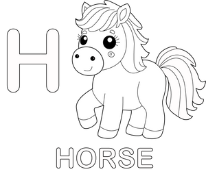 H for Horse coloring page – fun and educational printable for children