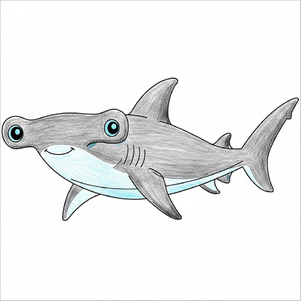 How to Draw a Hammerhead Shark – Simple Step-by-Step Shark Drawing for Kids