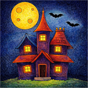 How to draw a haunted house step by step, easy spooky house drawing tutorial for kids and beginners with simple sketch