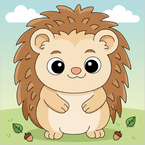 How to draw a hedgehog step by step, cute hedgehog drawing tutorial for kids and beginners with simple animal sketch
