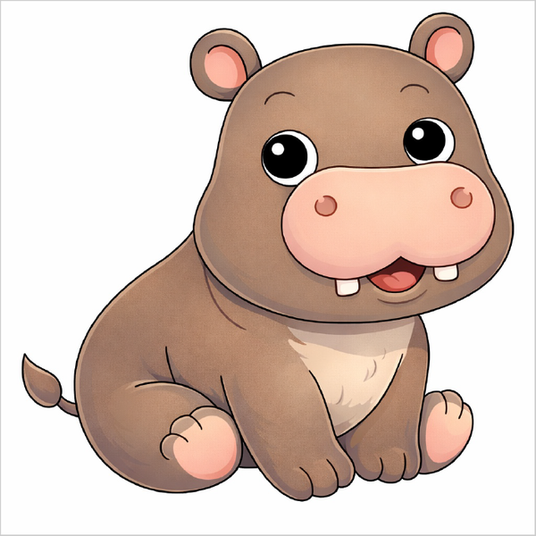 How to draw a hippo step by step, easy hippo drawing tutorial for kids and beginners with simple animal sketch