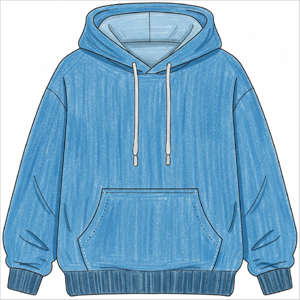 Simple hoodie drawing for kids with a cozy design.