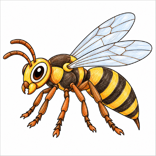 How to Draw a Hornet – Easy Step-by-Step Insect Drawing for Kids