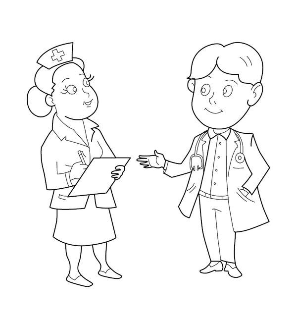 Nurse and Doctor coloring page – fun and educational printable for children