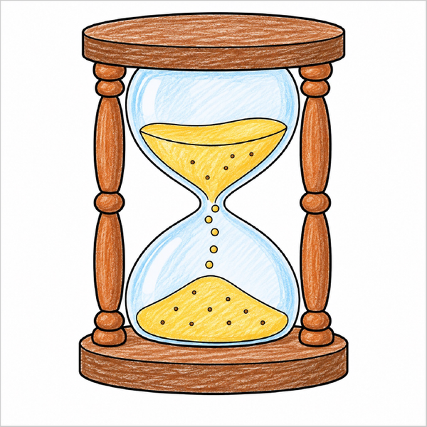 Easy hourglass illustration for children learning to draw.