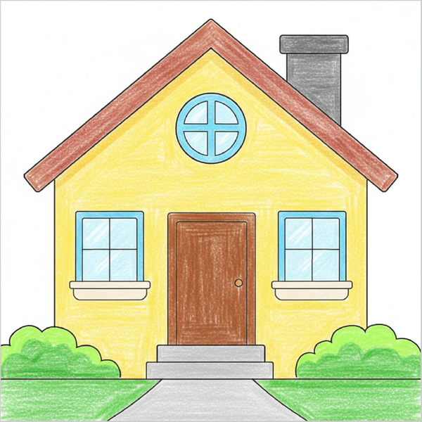 How to Draw a House – Easy Step-by-Step Home Drawing for Kids