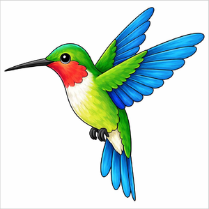 How to draw a hummingbird step by step, simple bird drawing tutorial for kids and beginners with easy sketch
