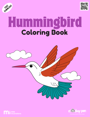 Download this free printable hummingbird coloring book PDF. A peaceful nature activity for kids featuring birds, flowers, and garden scenes.

