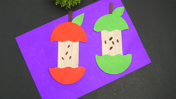 Ice Cream Stick Apple Craft Thumb