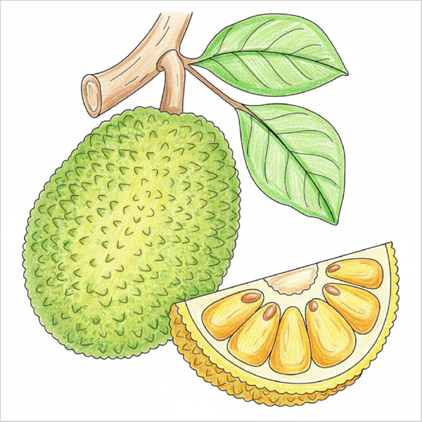 How to Draw a Jackfruit – Simple Step-by-Step Fruit Drawing for Kids