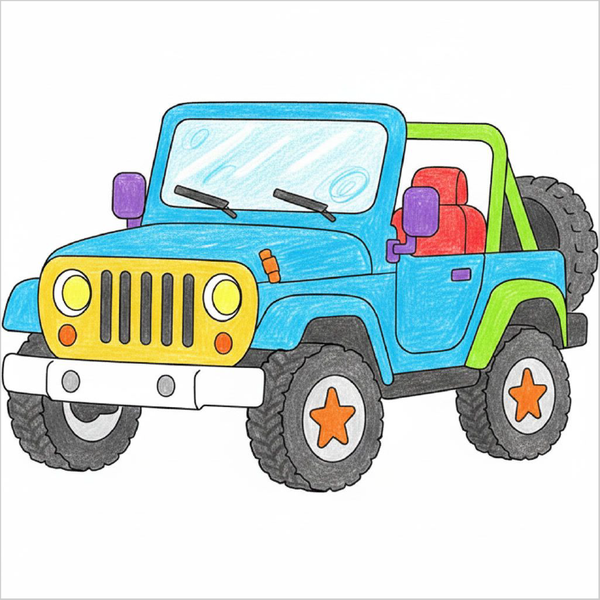 How to Draw a Jeep – Step-by-Step Vehicle Drawing for Kids