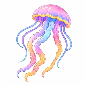 How to draw a jellyfish step by step for kids, easy cute jellyfish drawing tutorial, simple ocean animal sketch guide for beginners