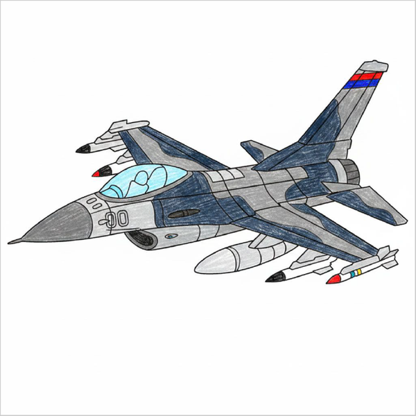 Simple jet airplane illustration for children.
