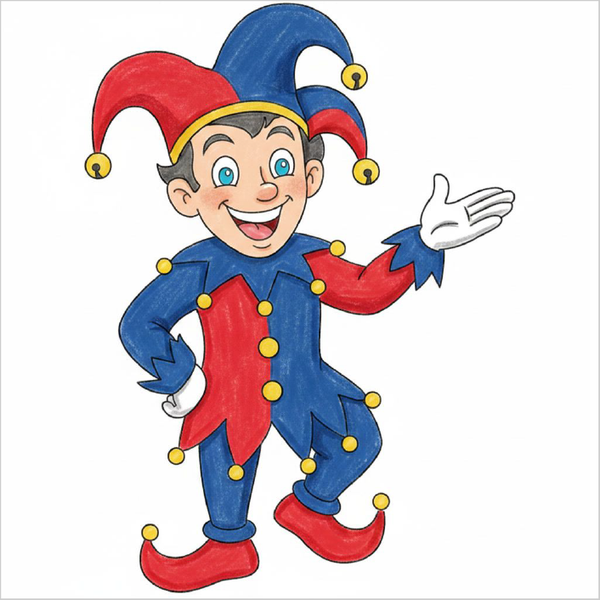 Simple joker cartoon illustration for children.