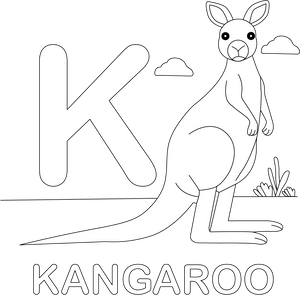 K for Kangaroo coloring page – fun and educational printable for children
