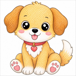 Cute kawaii dog illustration