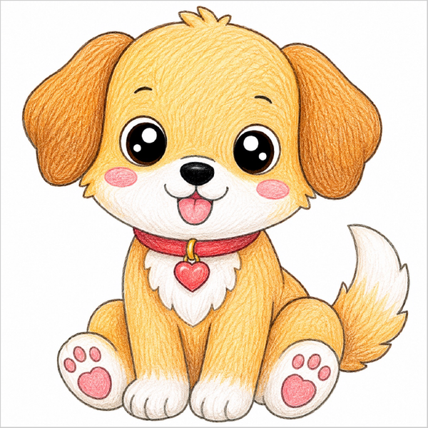 Cute kawaii dog illustration