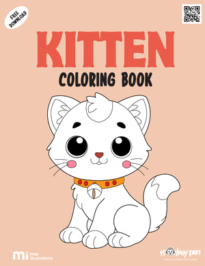 Kitten Coloring Book for kids showing playful cats, yarn balls, and garden scenes, a delightful pet-themed activity.