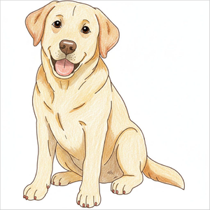 Easy Labrador sketch designed for young artists.