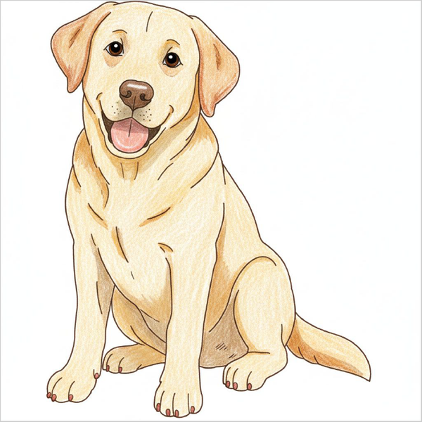 Easy Labrador sketch designed for young artists.