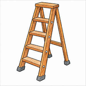 How to draw a ladder step-by-step with easy drawing instructions for kids, showing the final ladder drawing.