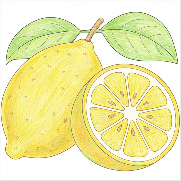 How to Draw a Lemon – Easy Step-by-Step Fruit Drawing for Kids
