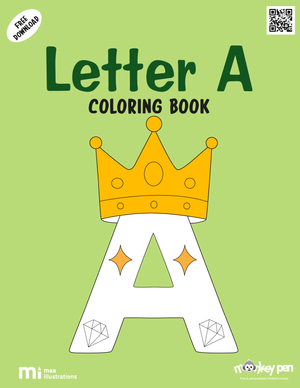 Letter A Coloring Book for children with alphabet practice and images like apples, ants, and airplanes, supporting early literacy.