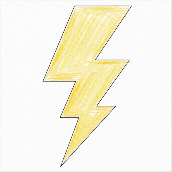 How to draw a lightning bolt easily for kids using basic geometric shapes and sharp zigzag lines.
