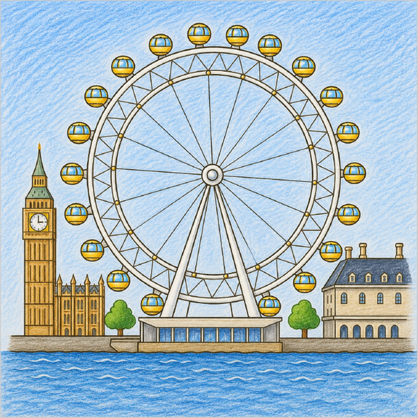 How to Draw the London Eye – Easy Step-by-Step Landmark Drawing for Kids