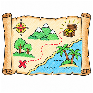 How to draw a map step-by-step with easy drawing instructions for kids, showing the final map drawing.