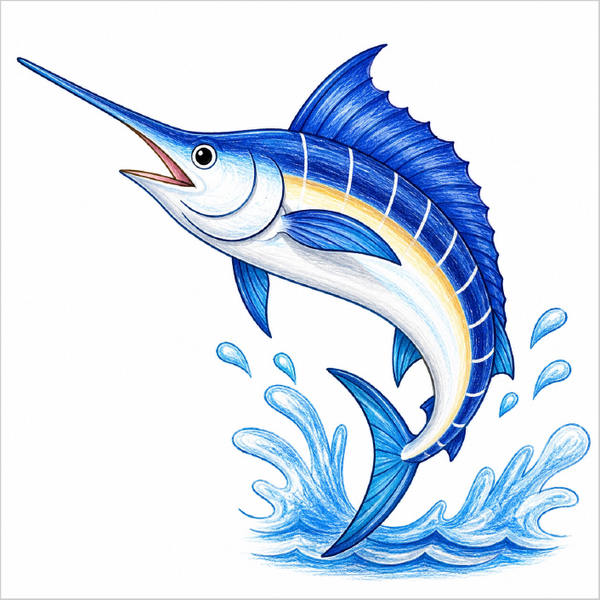 How to Draw a Marlin – Step-by-Step Fish Drawing for Kids